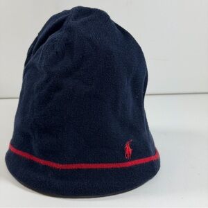 Polo Ralph Lauren Reversible Knit Beanie Hat Navy Red Pony Logo